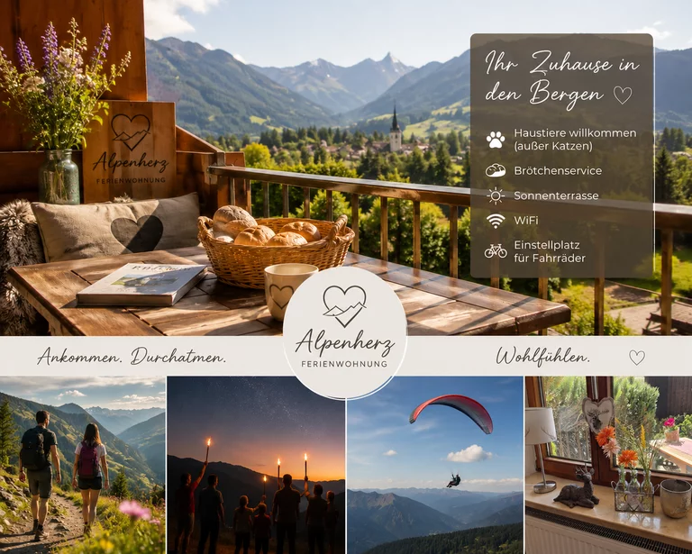 Banner der Seite Alpenherz-Allgaeu.de Fotocollage mit Text
Ausstattung, WLAN, Haustiere erlaubt